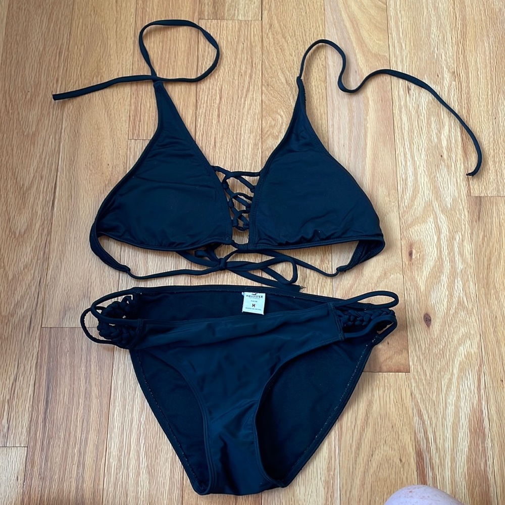 Hollister, medium black bikini bathing suit (top & bottom included)